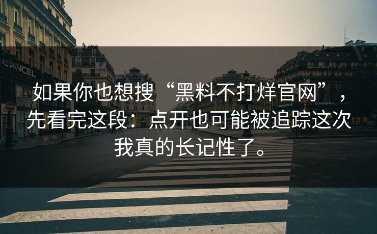 如果你也想搜“黑料不打烊官网”，先看完这段：点开也可能被追踪这次我真的长记性了。